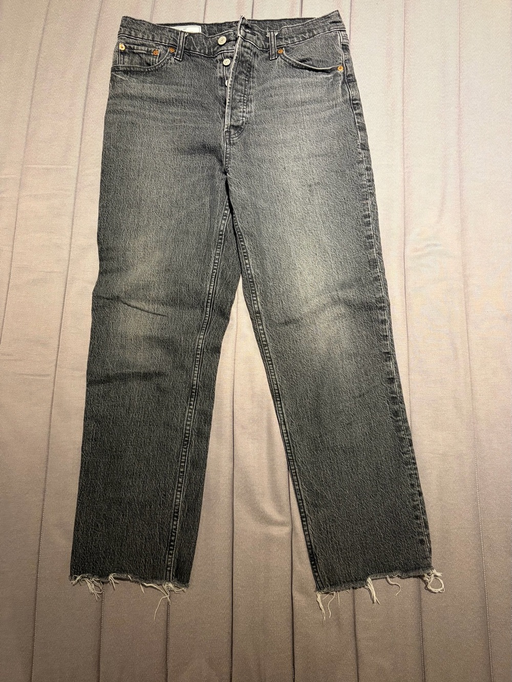 GAP Women's Straight-Leg Black Washed Jeans